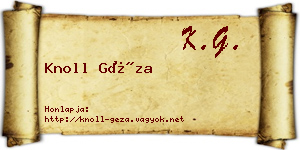 Knoll Géza névjegykártya